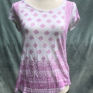 Lucky Brand Pink & White Aztec Print T-Shirt